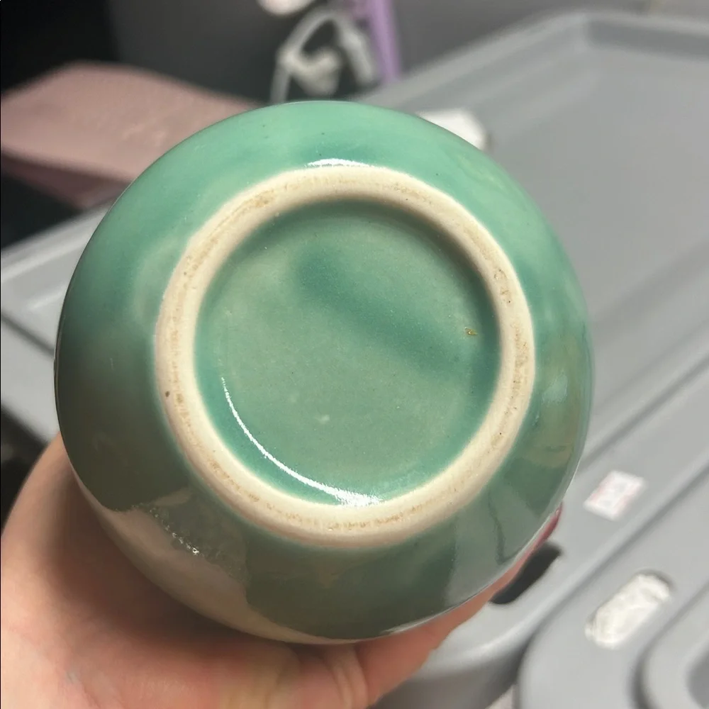 Japanese Gourd Shaped Saki‎ Bottle Vase Green Drip Glaze Size 8.5